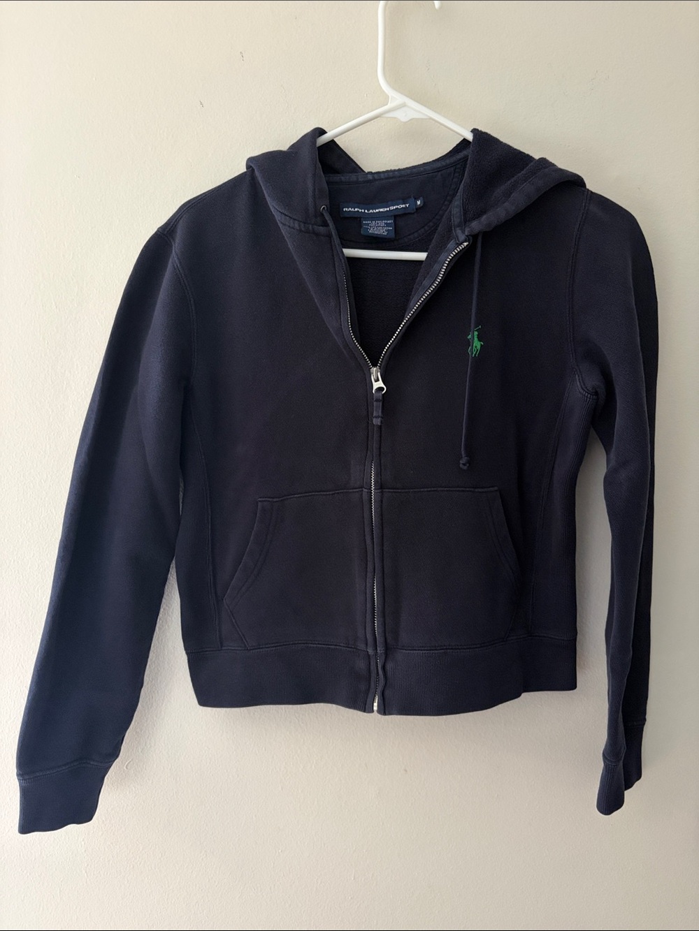 Ralph Lauren Navy Zip-Up Hoodie with Green Pony